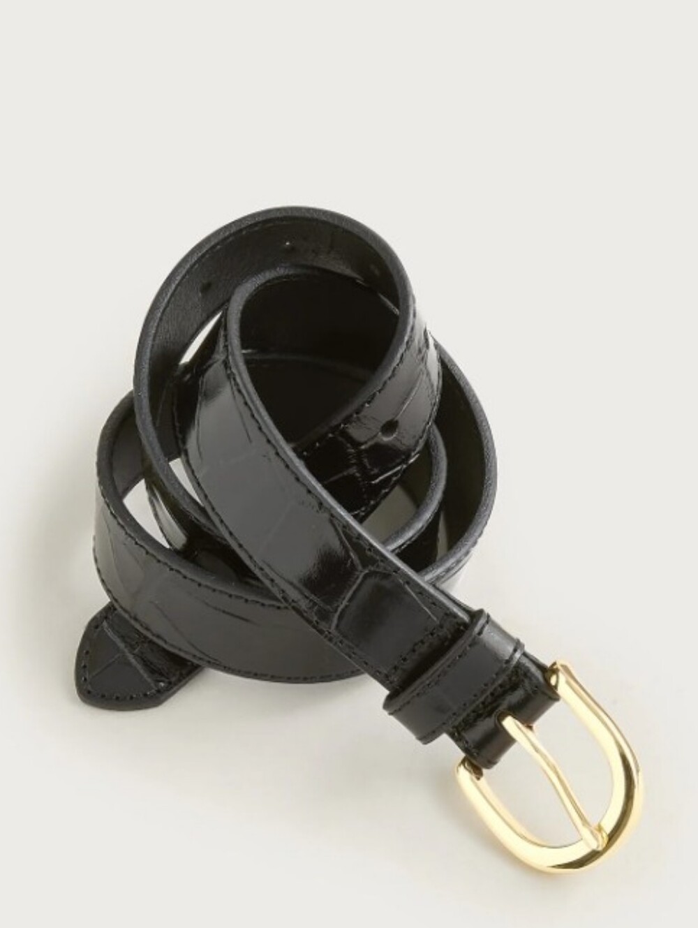 J. Crew Classic Belt in Croc Embossed Leather - black